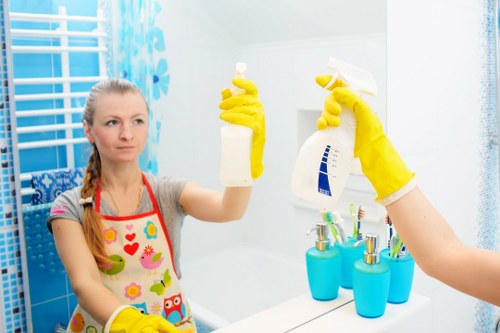 Carpet cleaning technician preparing safe equipment for a cleaning job