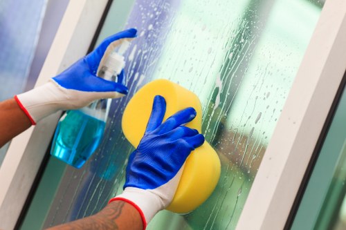 Technician preparing carpet cleaning equipment with safety in mind
